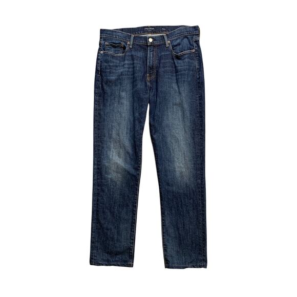 Lucky Brand Jeans Mens 34 Blue 410 Athletic Slim Straight Stretch Dark Wash - Picture 1 of 12